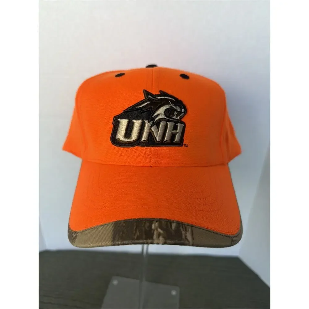 Vintage University of New Hampshire Hunter Orange Adjustable Hat Camo Late 90's